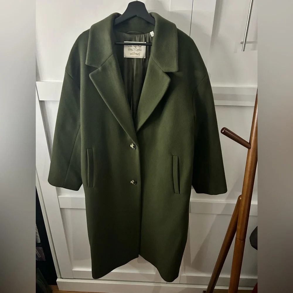 Wilfred -The Only Wool Cashmere Coat- Olive Green - Picture 3 of 10